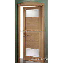 Oak Finish Wooden Swing Doors With 2 Lite Frosted Glass (S19-09)